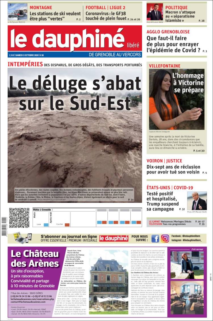 Portada de Le Dauphiné Libéré (Francia)