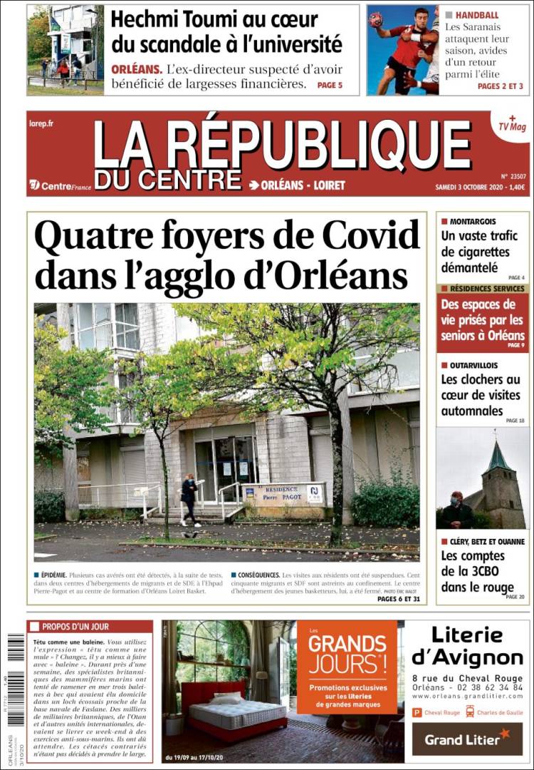 Portada de La République du Centre (Francia)