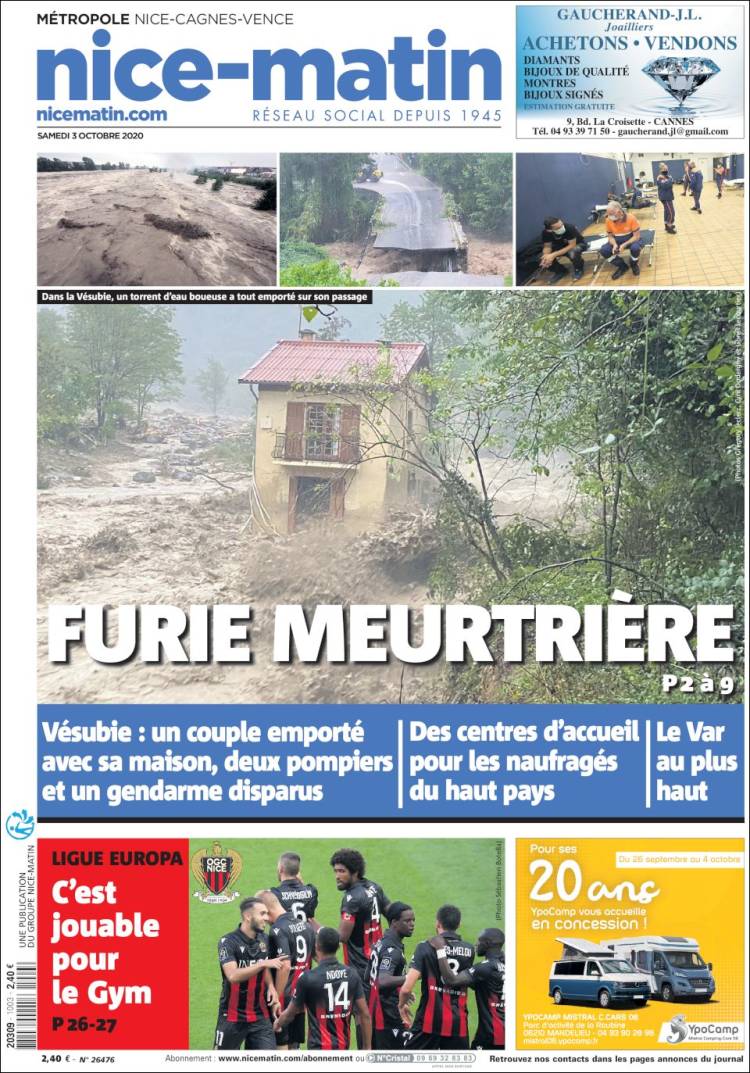 Portada de Nice-Matin (Francia)