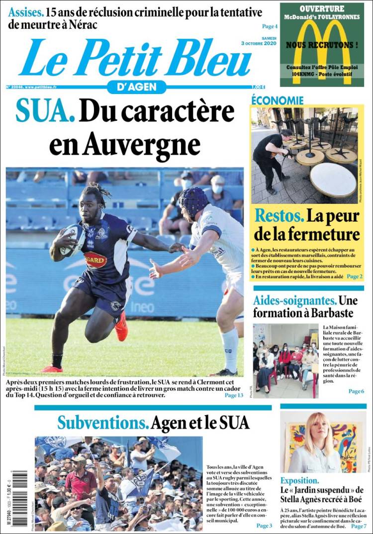 Portada de Le Petit Bleu (Francia)