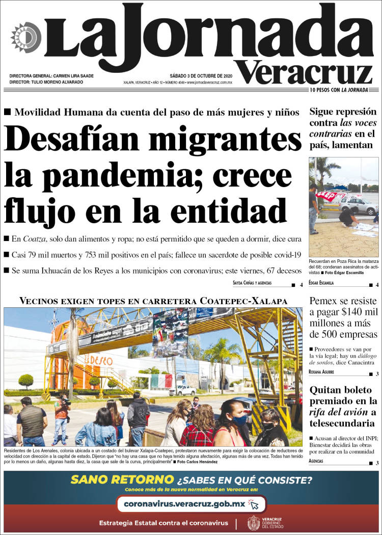 Portada de La Jornada Veracruz (México)