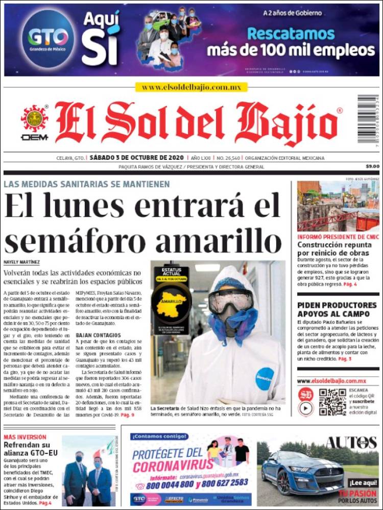 Portada de El Sol del Bajio (México)