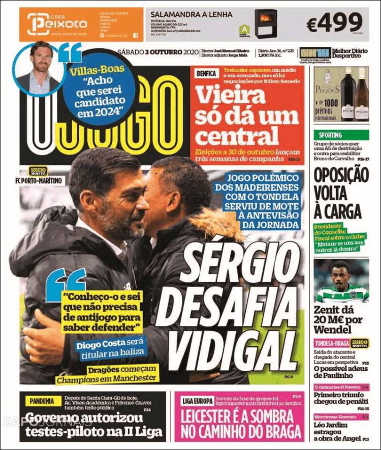 Portada de O Jogo (Portugal)