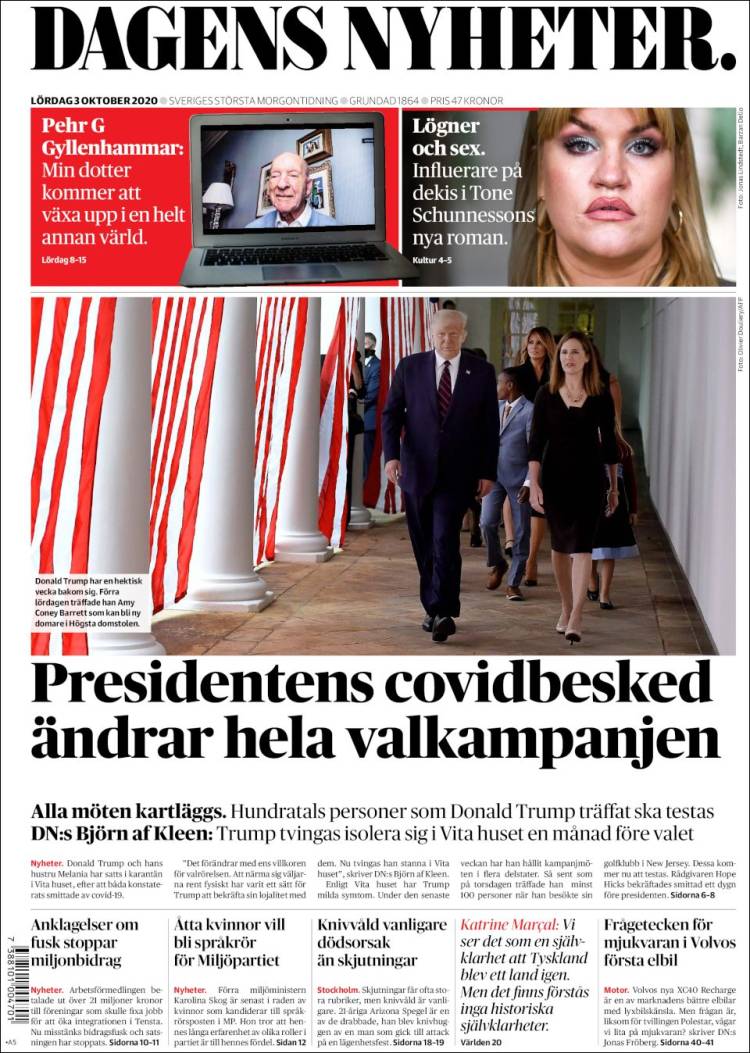 Portada de Dagens Nyheter (Suecia)