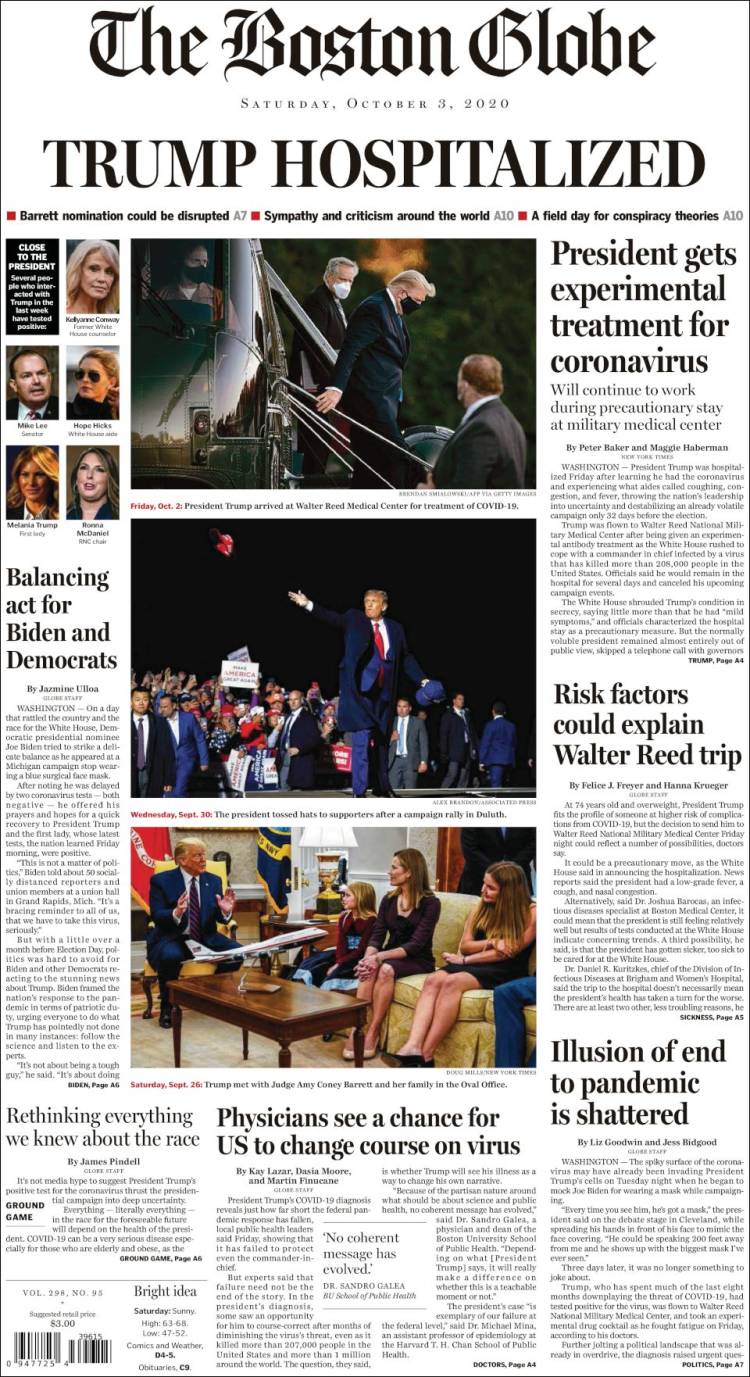 Portada de Boston Globe (USA)