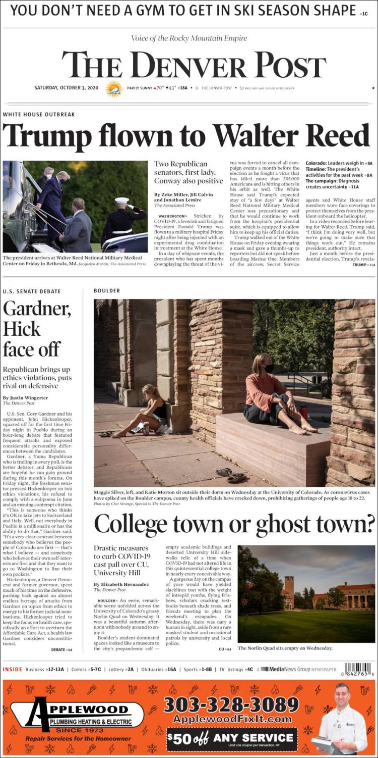 Portada de The Denver Post (USA)