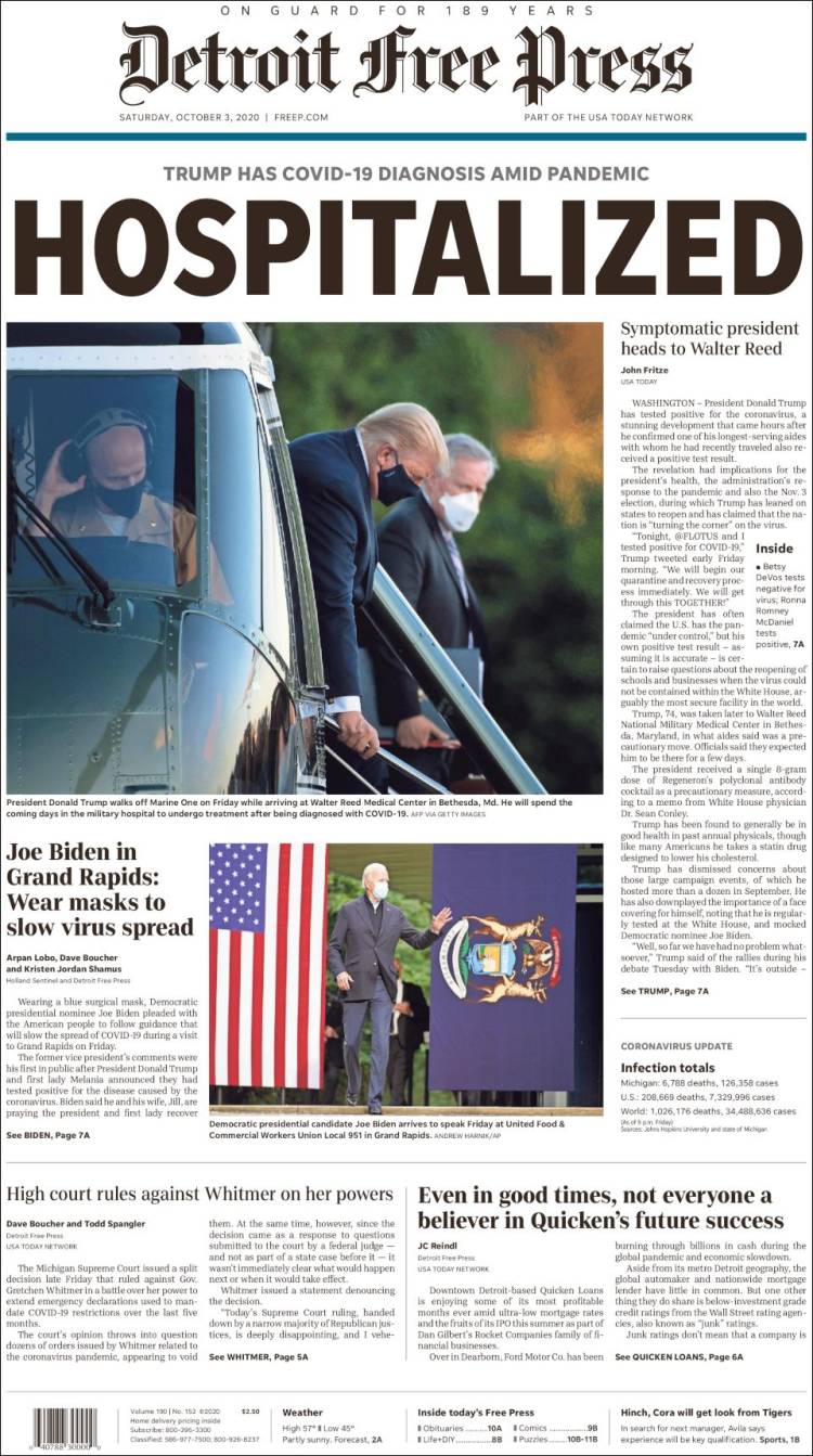 Portada de Detroit Free Press (USA)