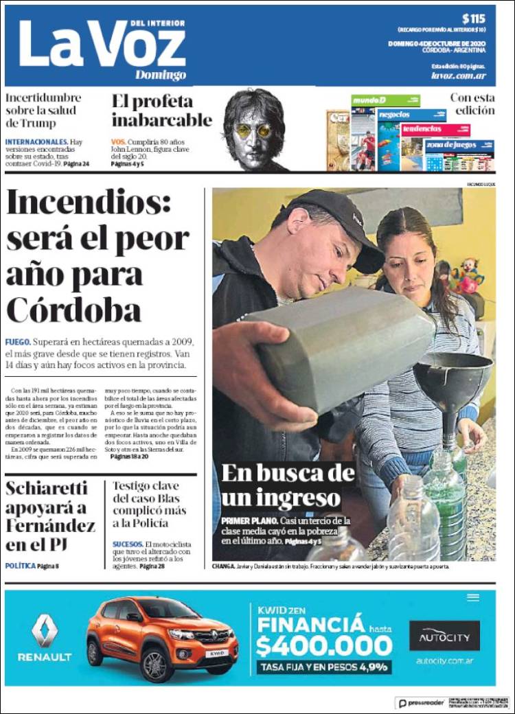 Portada de La Voz del Interior (Argentina)