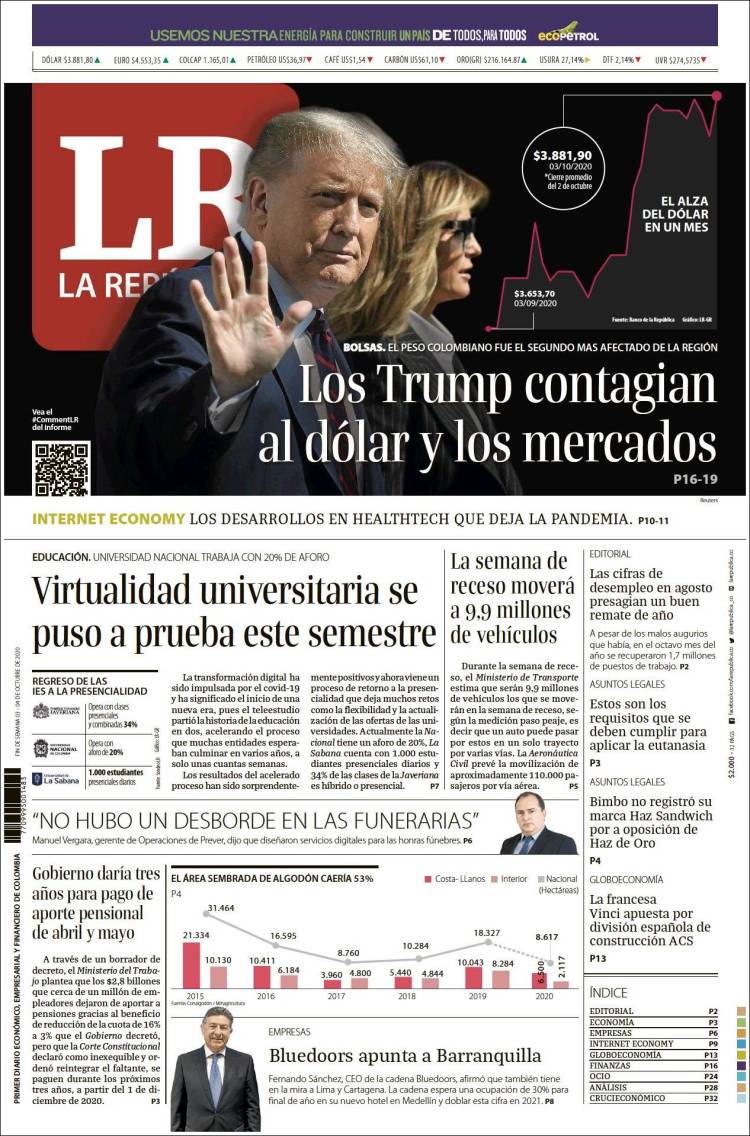 Portada de La Republica (Colombia)