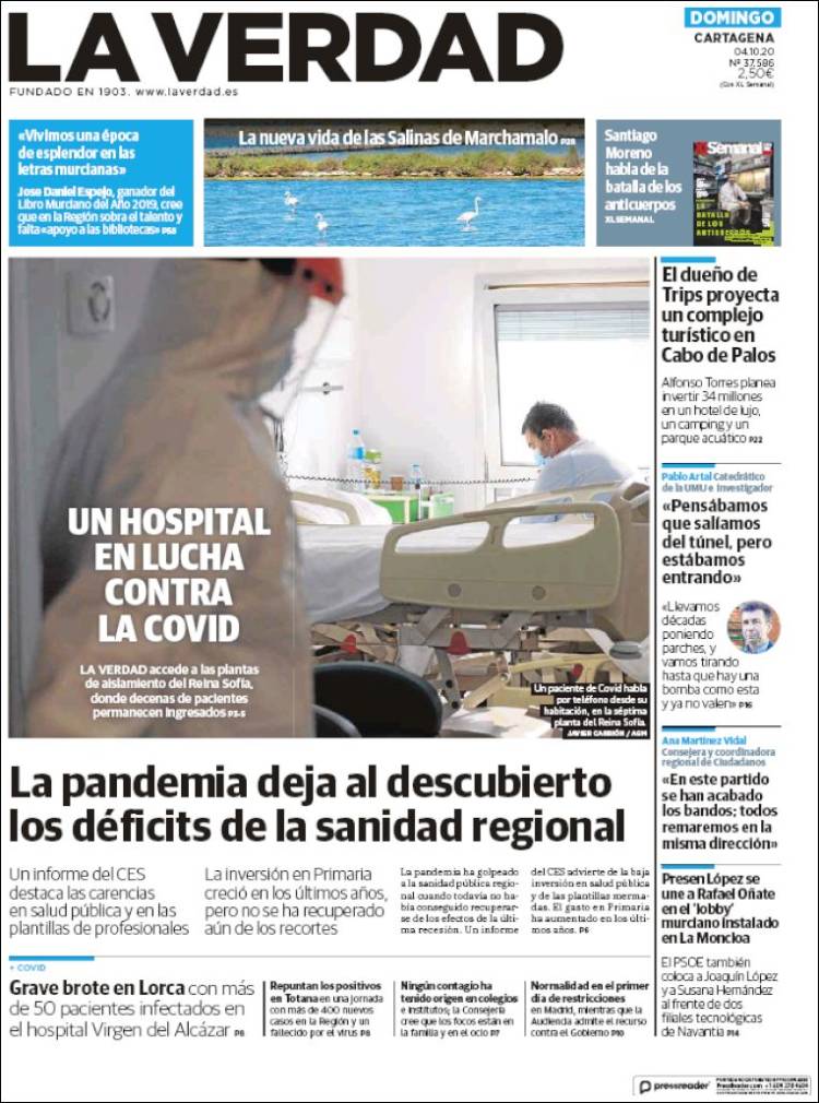 Portada de La Verdad de Cartagena (Espa&ntilde;a)