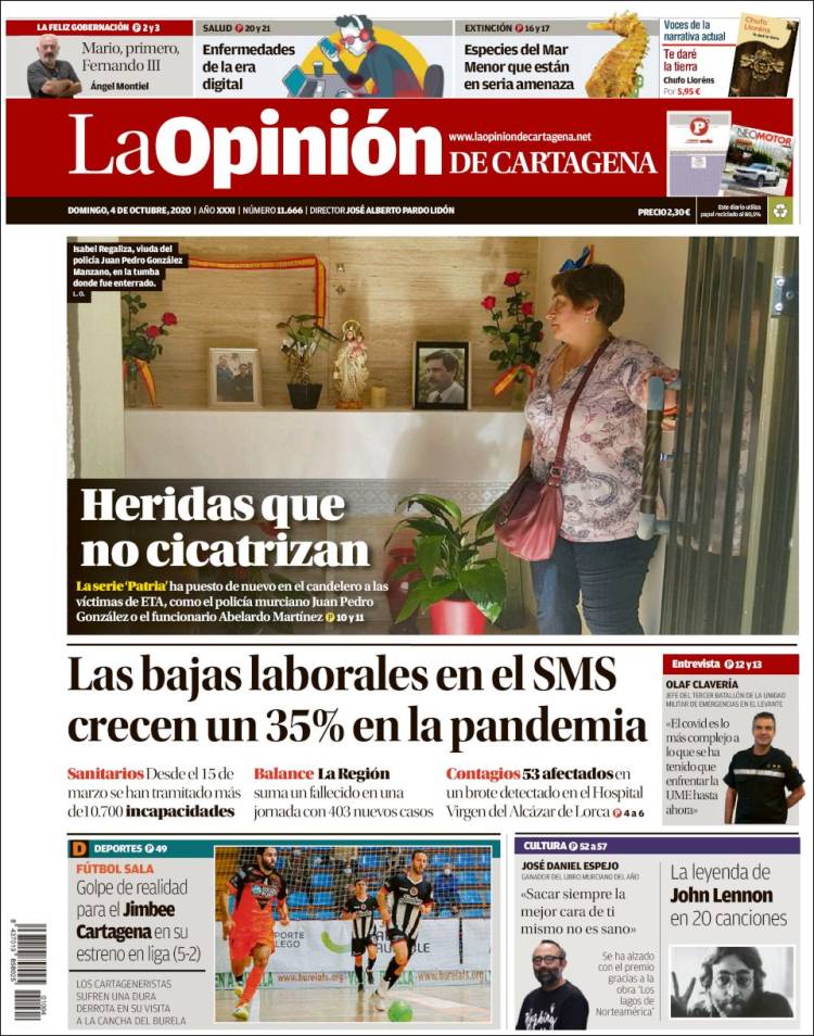 Portada de La Opinión de Murcia (Espa&ntilde;a)