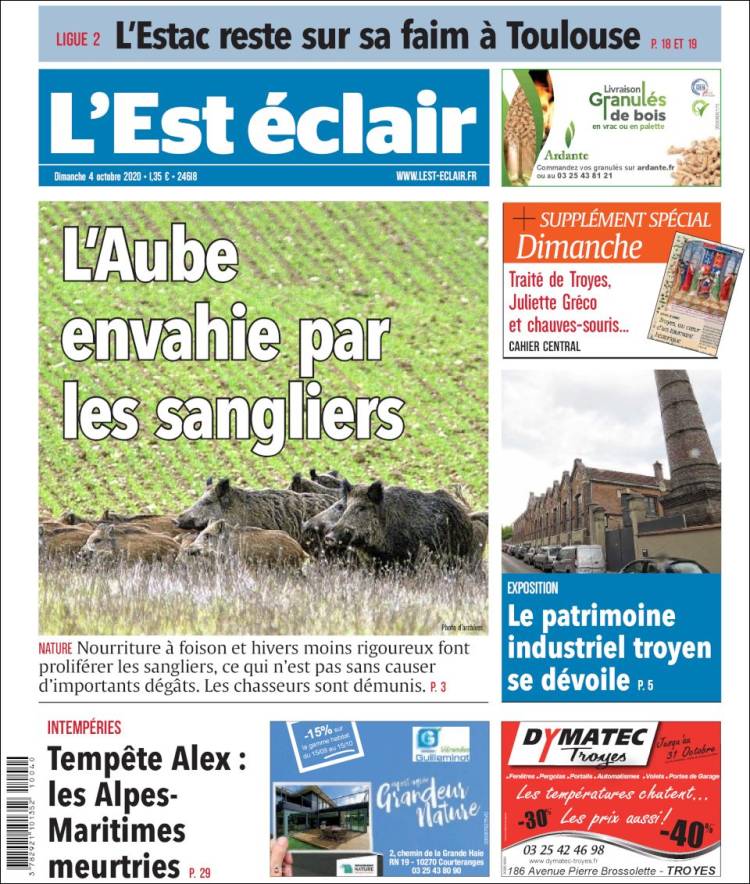 Portada de L'Est Eclair (Francia)