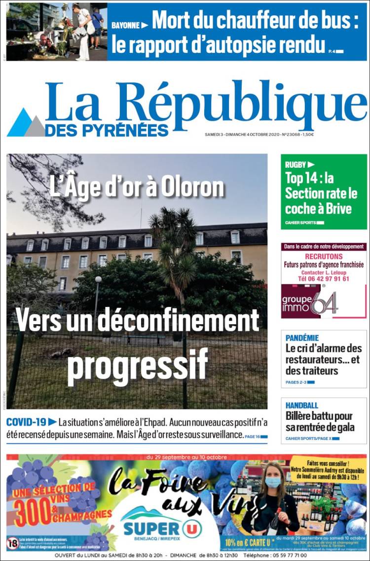 Portada de La République des Pyrénées (Francia)