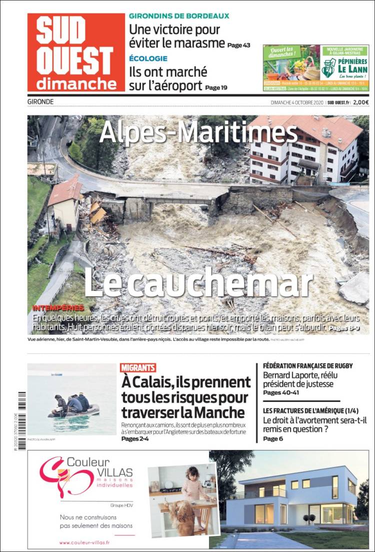 Portada de Sud Ouest (Francia)