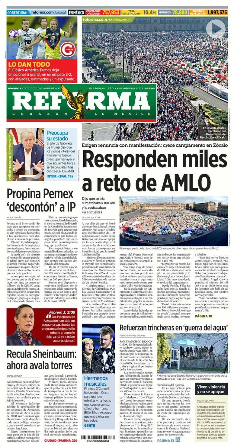 Portada de Reforma (México)