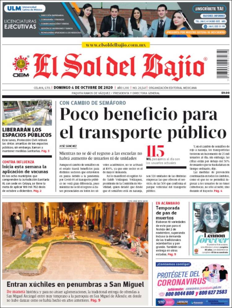 Portada de El Sol del Bajio (México)