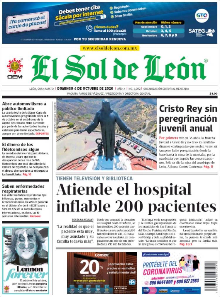 Portada de El Sol de León (México)