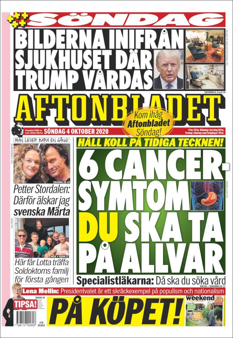 Portada de Aftonbladet (Suecia)