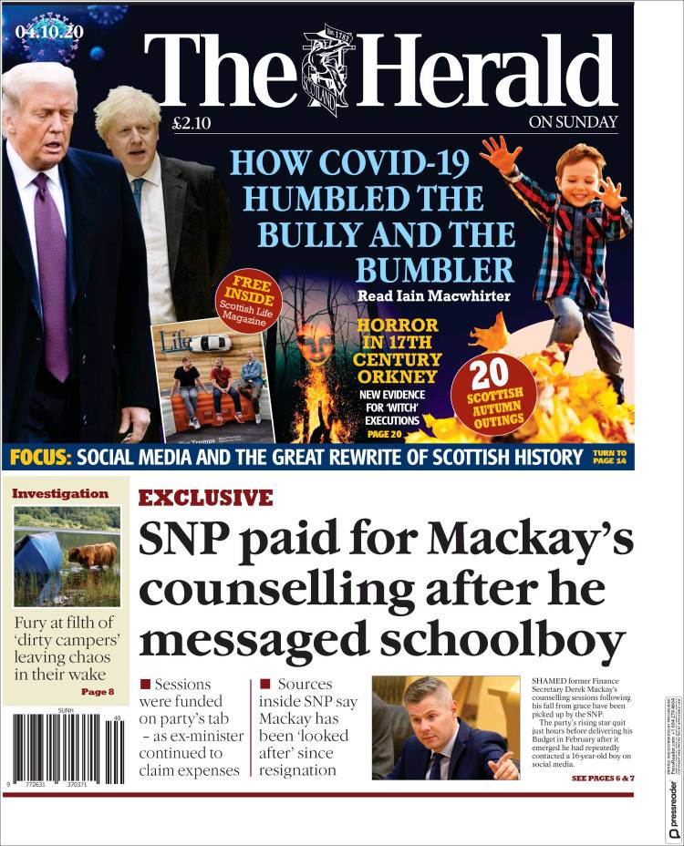 Portada de The Herald (Reino Unido)