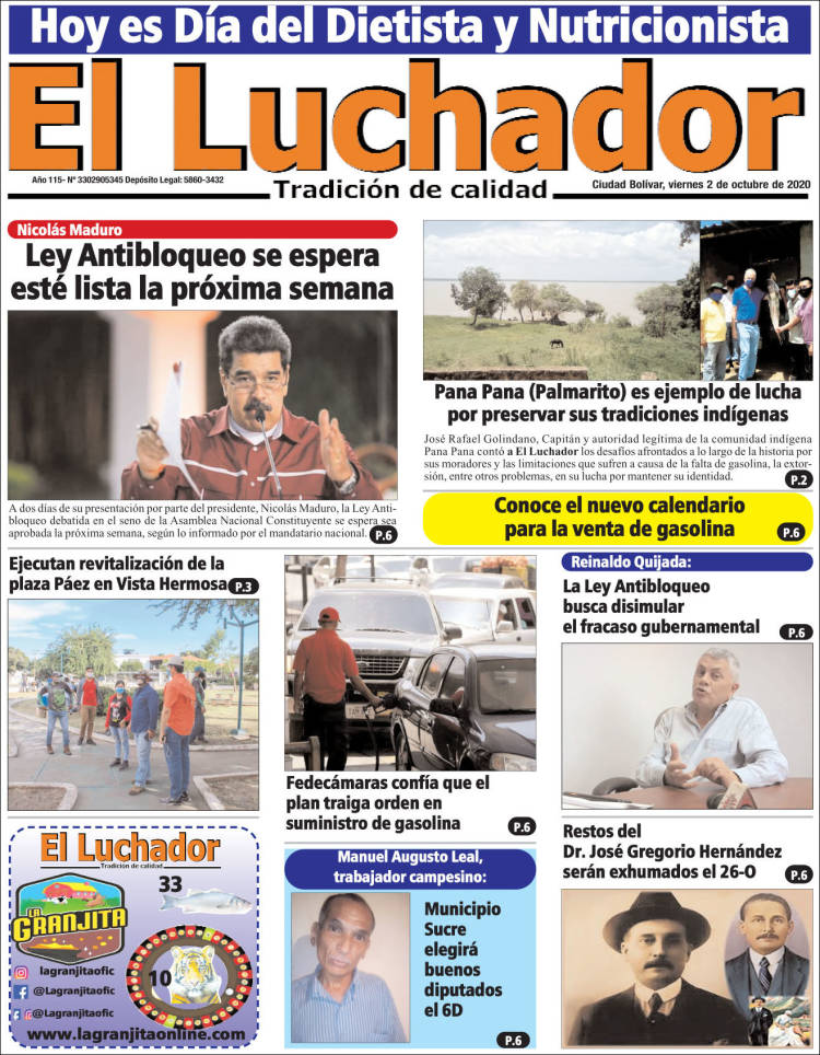 Portada de El Luchador (Venezuela)