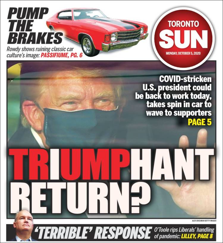 Portada de The Toronto Sun (Canadá)