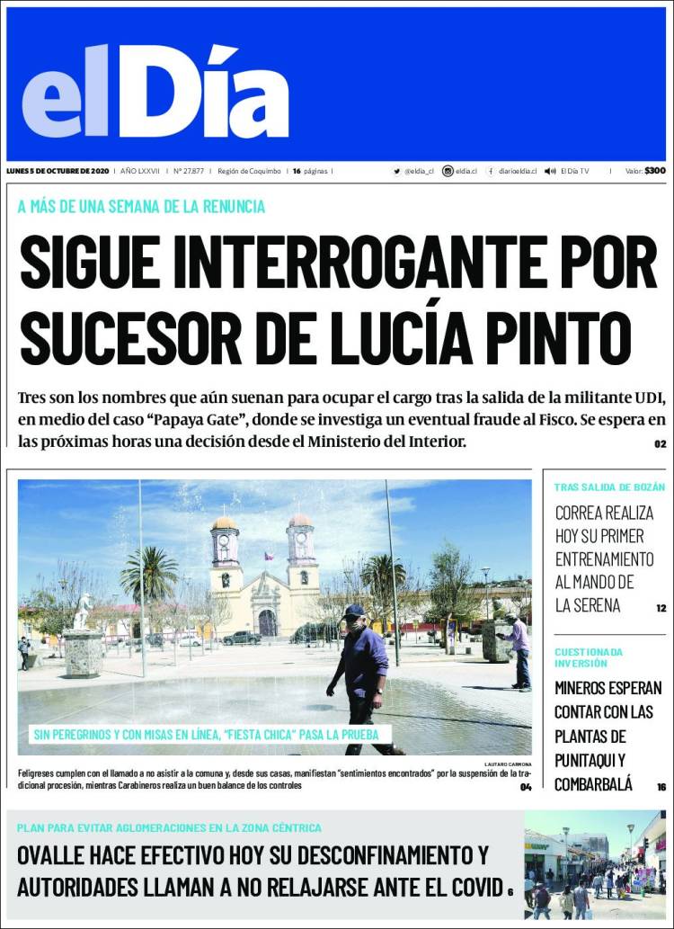 Portada de El Día (Chile)