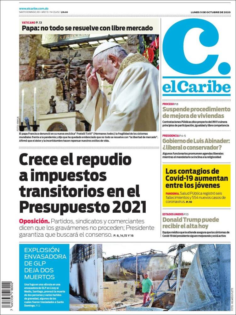 Portada de El Caribe (R. Dominicana)