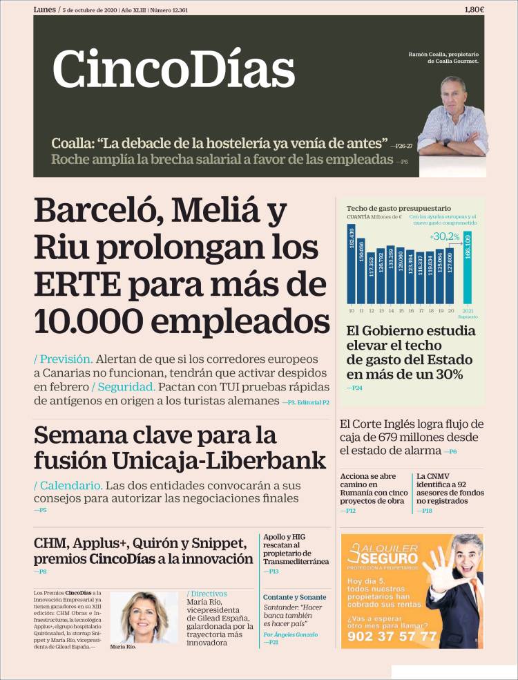Portada de Cinco Días (Espa&ntilde;a)