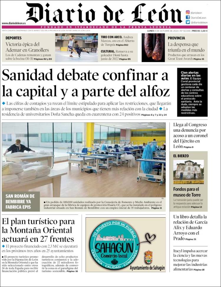 Portada de Diario de León (España)