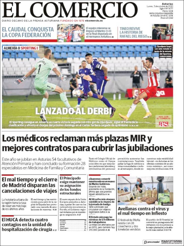 Portada de El Comercio (Espa&ntilde;a)