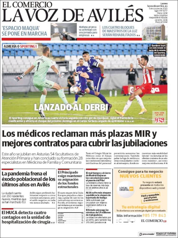 Portada de El Comercio - Avilés (Espa&ntilde;a)