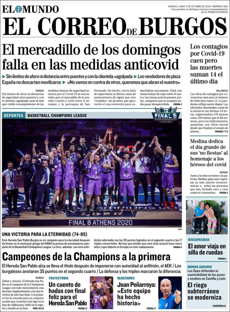 Portada de El Correo de Burgos (España)