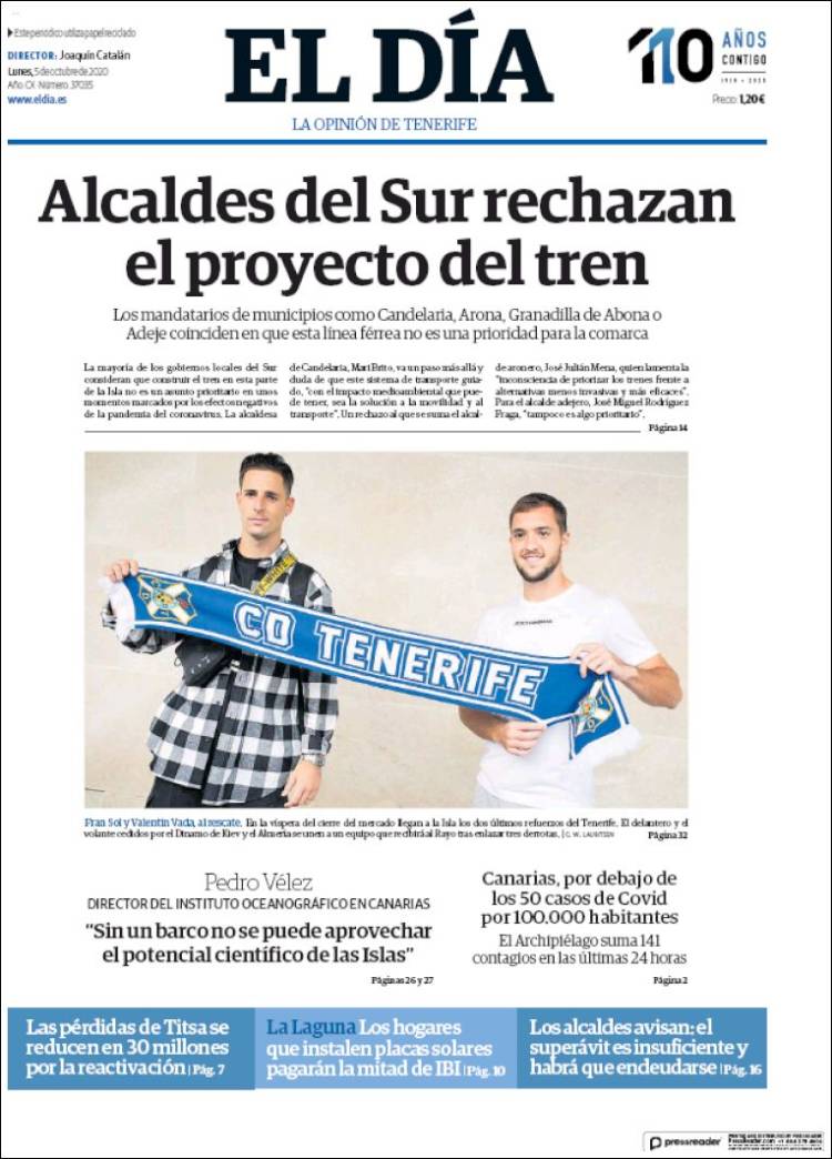 Portada de El Día (Espa&ntilde;a)