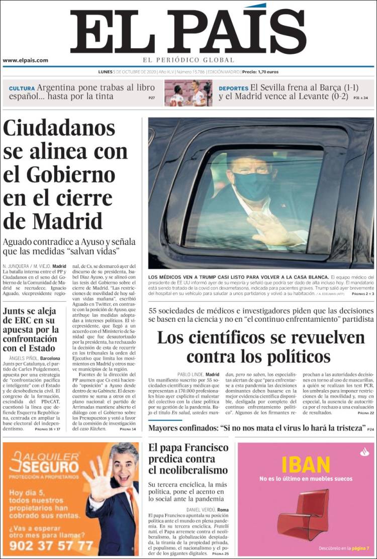 Portada de El País (España)