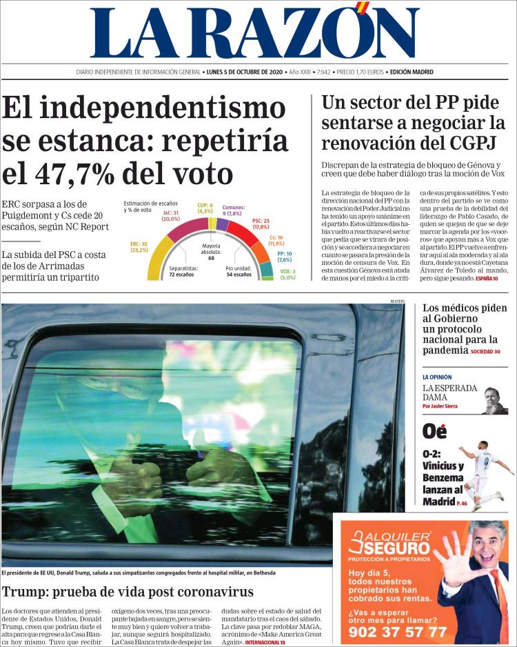 Portada de La Razón (Espa&ntilde;a)