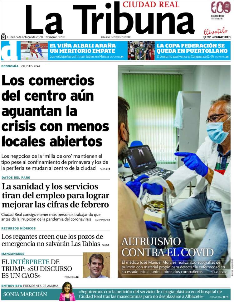 Portada de La Tribuna de Ciudad Real (Espa&ntilde;a)