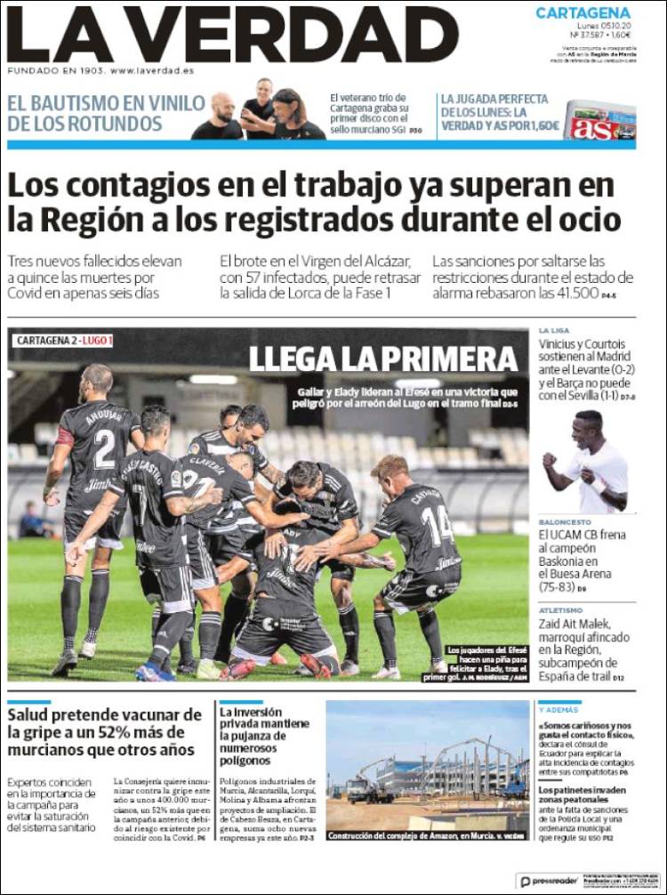 Portada de La Verdad de Cartagena (Espa&ntilde;a)