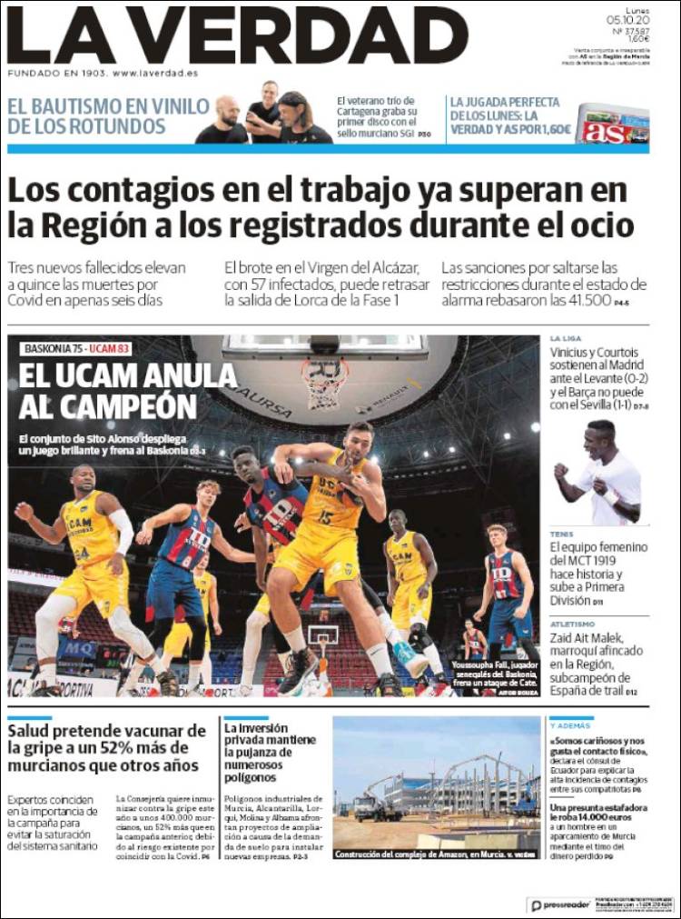 Portada de La Verdad de Murcia (Espa&ntilde;a)