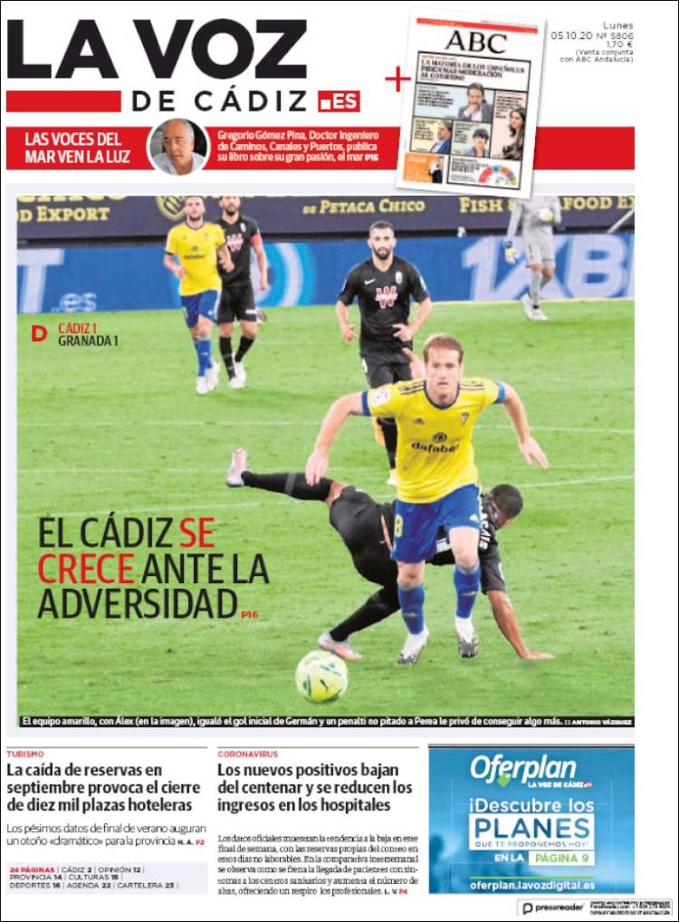 Portada de La Voz de Cádiz (España)