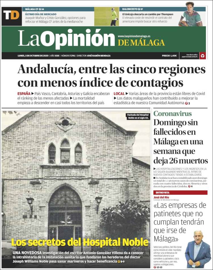 Portada de La Opinión de Málaga (España)