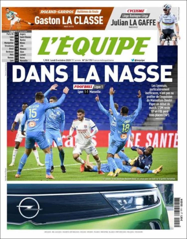 Portada de L'Equipe (Francia)