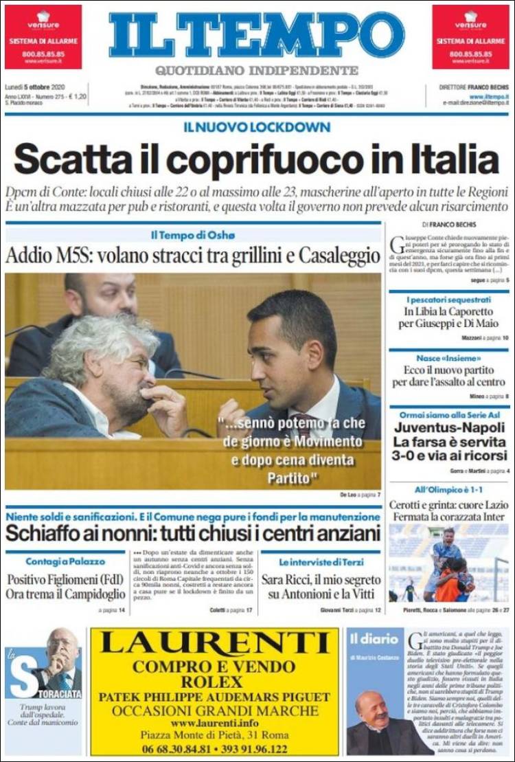 Portada de Il Tempo (Italia)