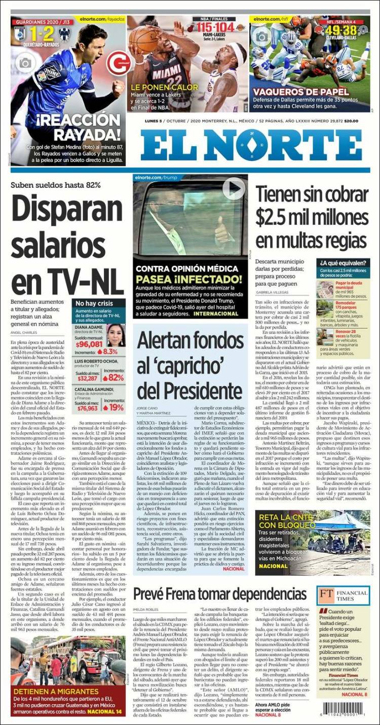 Portada de El Norte (México)