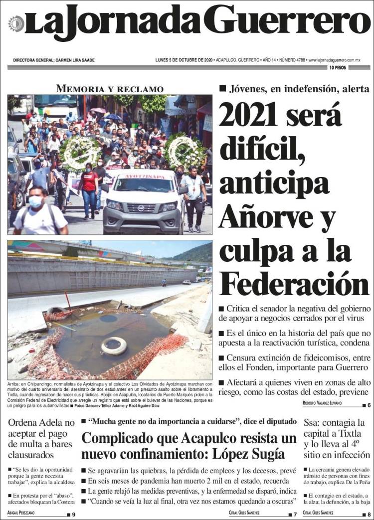 Portada de La Jornada de Guerrero (M&eacute;xico)