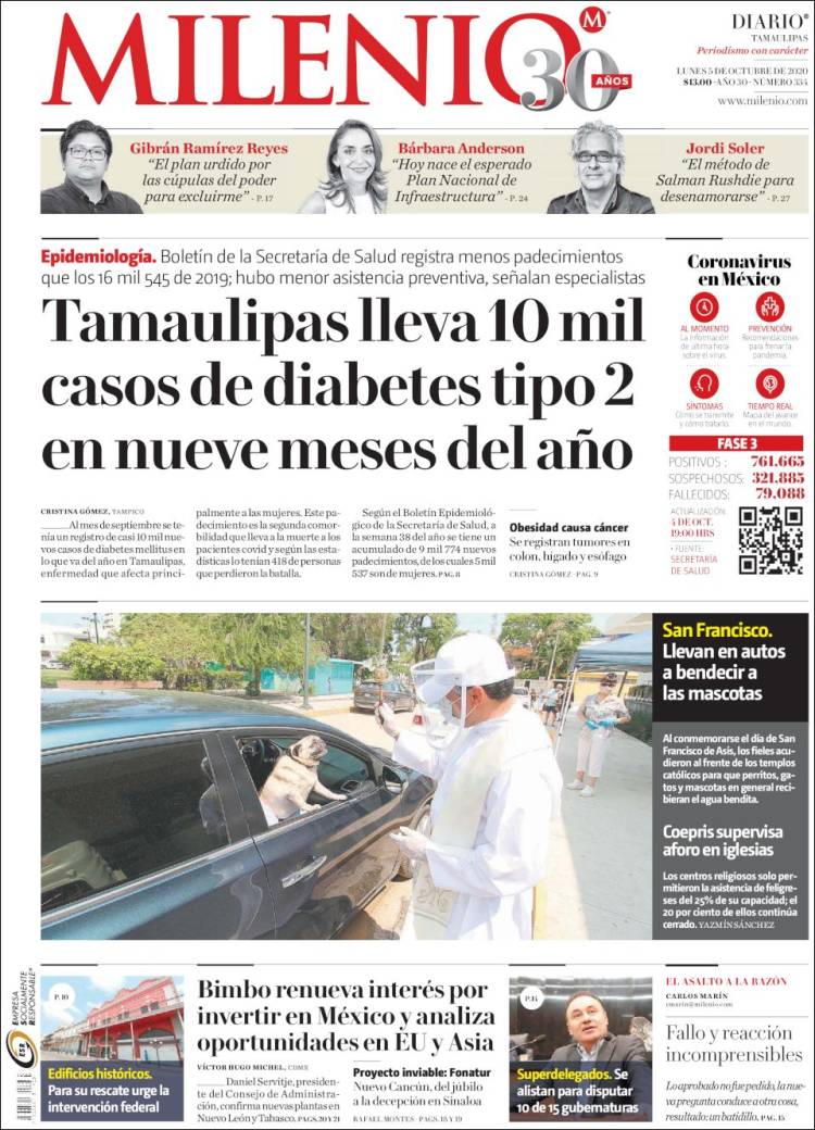 Portada de Milenio - Tamaulipas (M&eacute;xico)