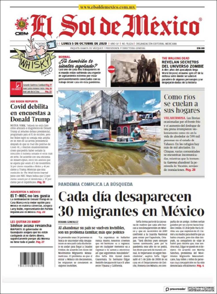 Portada de El Sol de México (M&eacute;xico)