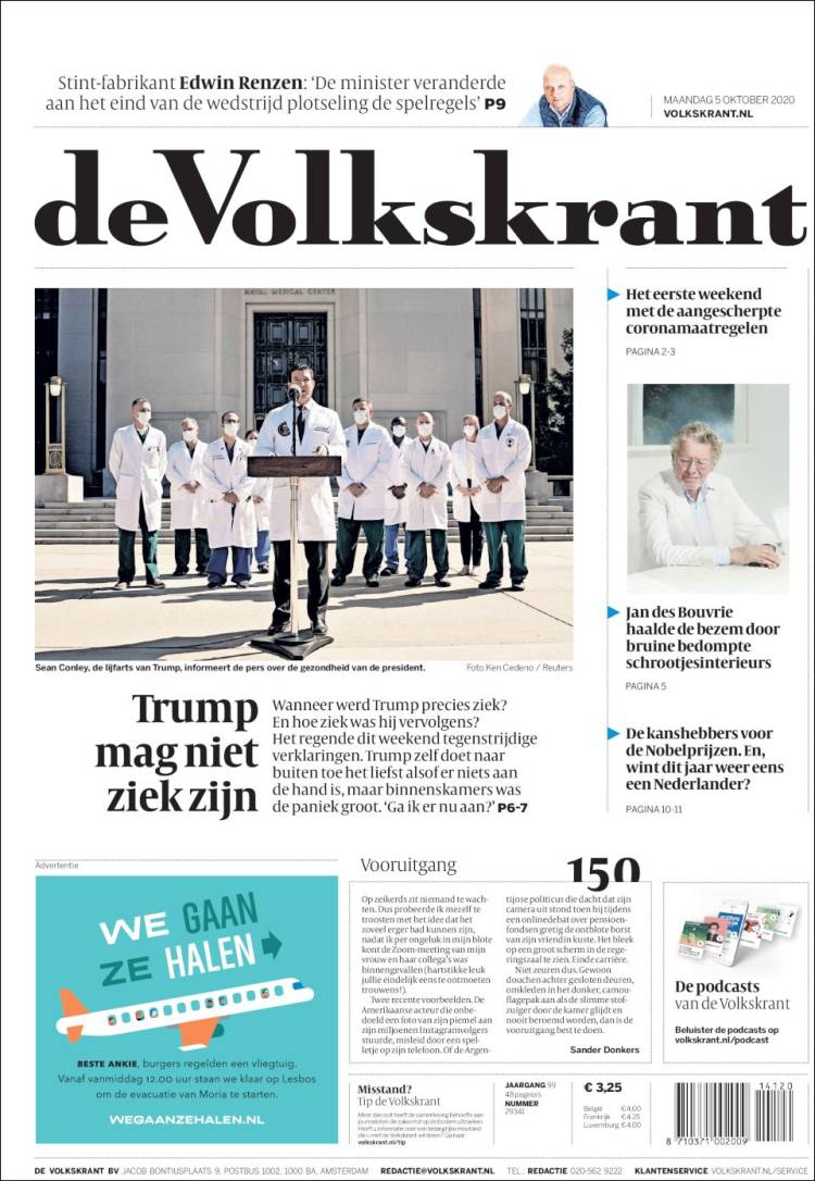 Portada de De Volkskrant (Pa&iacute;ses Bajos)