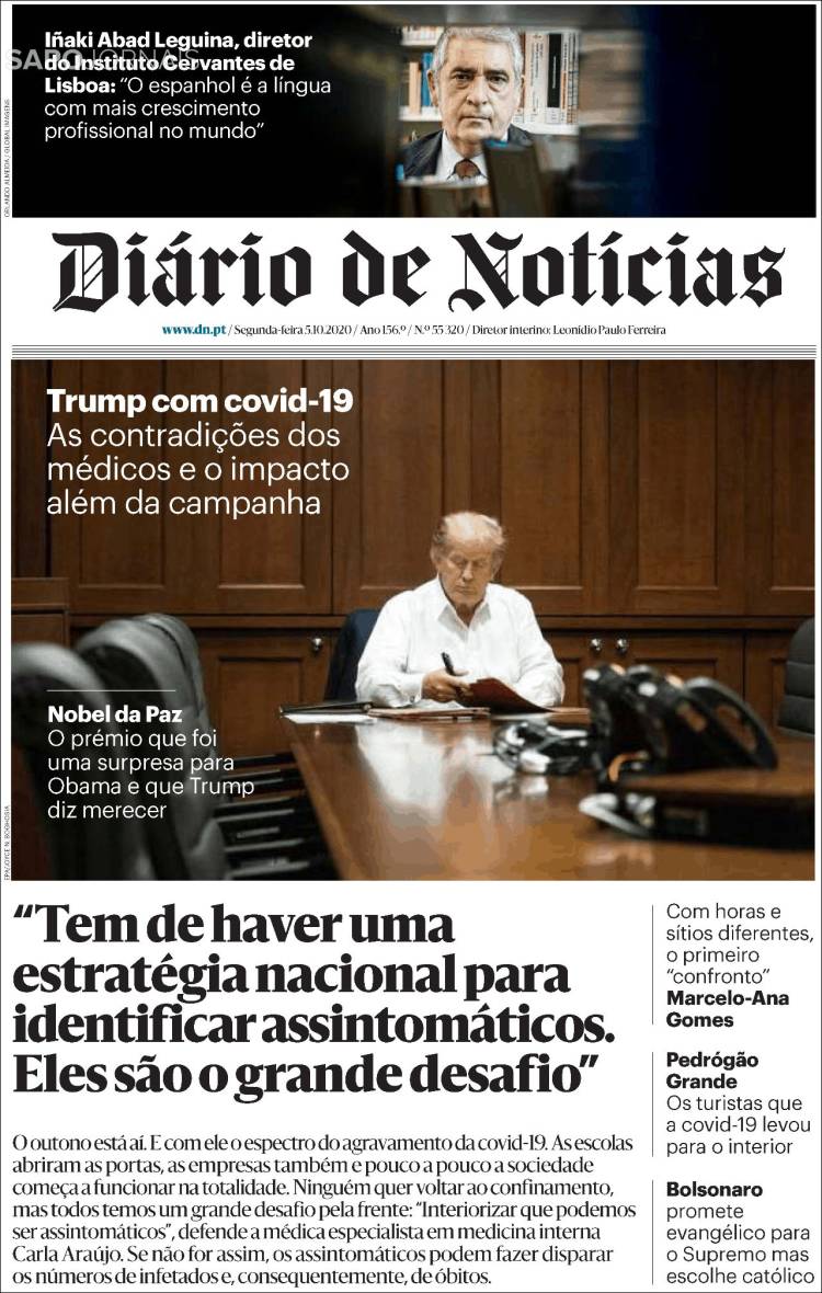 Portada de Diário de Noticias (Portugal)