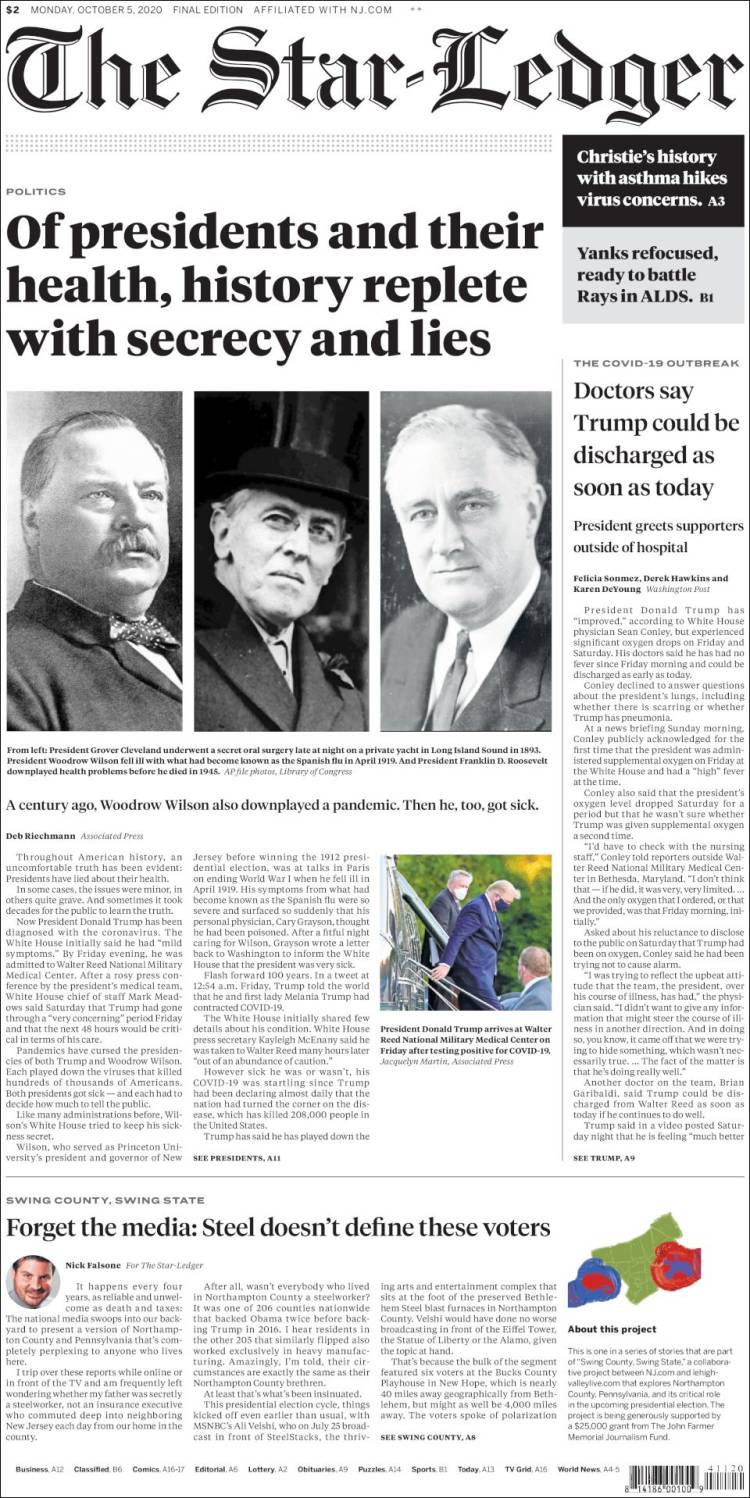 Portada de Star-Ledger (USA)