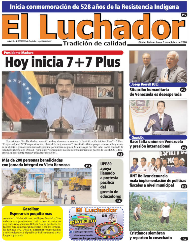 Portada de El Luchador (Venezuela)